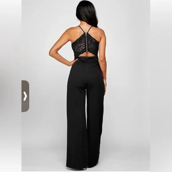 Cien • NWT Black Lace Back Jumpsuit - Picture 2 of 8